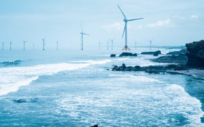 offshore wind farm , clean energy background with seascape